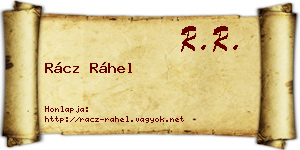 Rácz Ráhel névjegykártya